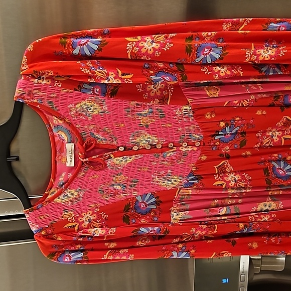 💕SPELL & THE GYPSY💕 Solstice Boho Midi Dress ~ Salsa Rose Large - Picture 11 of 16